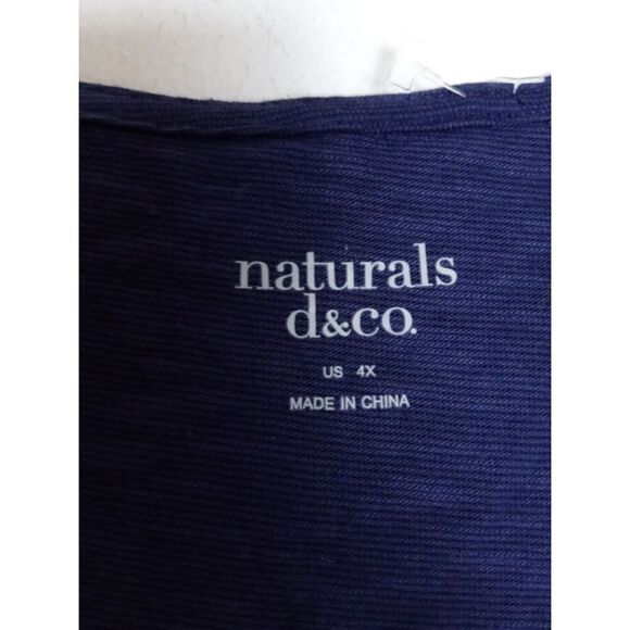 NWOT Naturals D& Co. Women Dark Blue Short Sleeve Cotton Blend Maxi Dress sz 4X - Picture 5 of 9